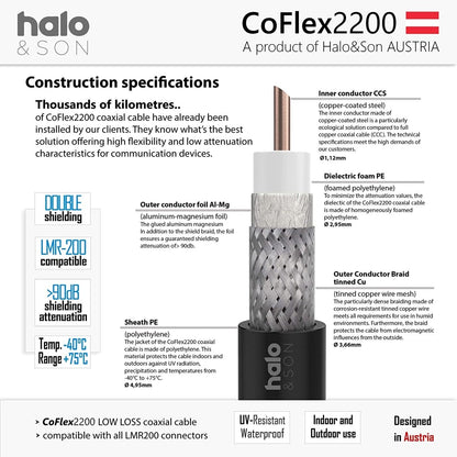 CoFlex2200 SMA-Male auf SMA Female 15m (CFD-200) - Halo&Son Austria